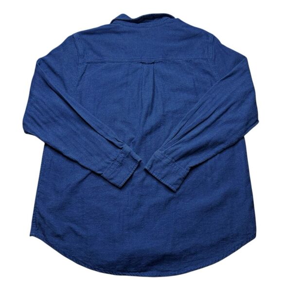 Woolrich Button Up Cotton Shirt Pockets Mens L Navy Blue - Picture 2 of 8